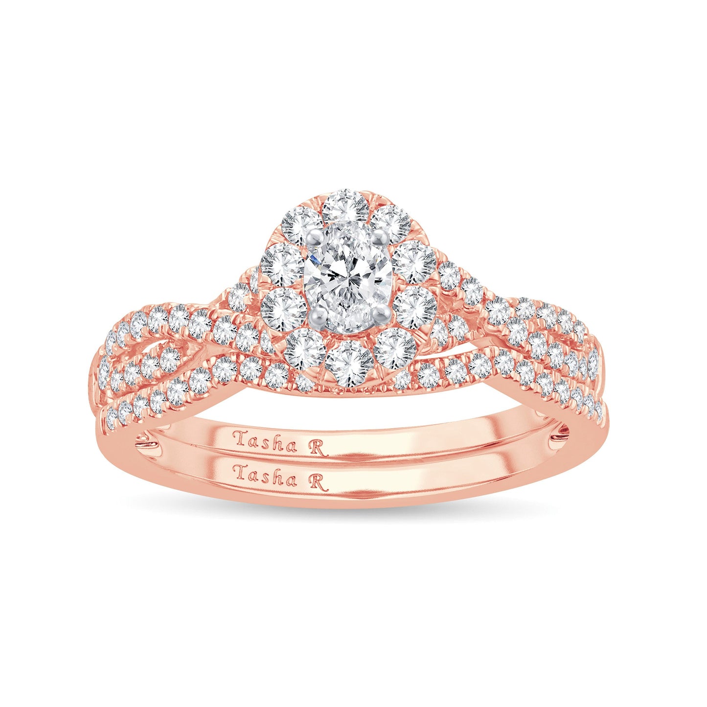 Diamond Engagement Ring with Matching Band - 0.74 Carats in 14KT Rose Gold