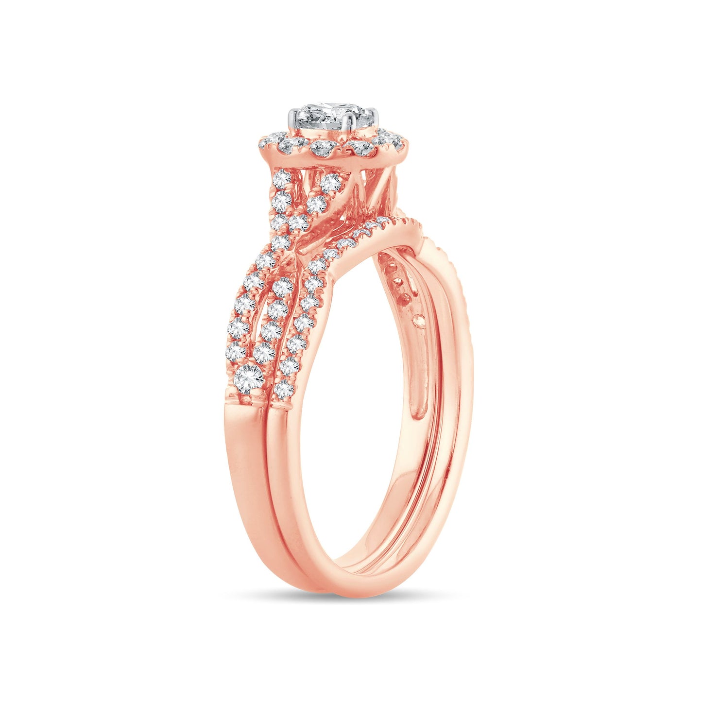 Diamond Engagement Ring with Matching Band - 0.74 Carats in 14KT Rose Gold