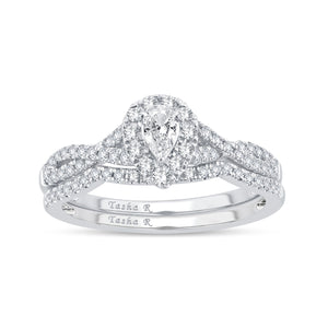 Diamond Engagement Ring with Band 0.51 Carats 14KT White Gold