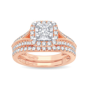 Diamond Ring Princess Cut 0.75 Carats 14KT Rose Gold