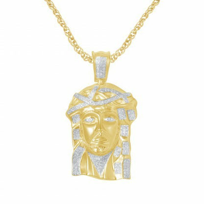 Diamond Jesus Head Pendant - 0.41 Carats in 10KT Yellow Gold