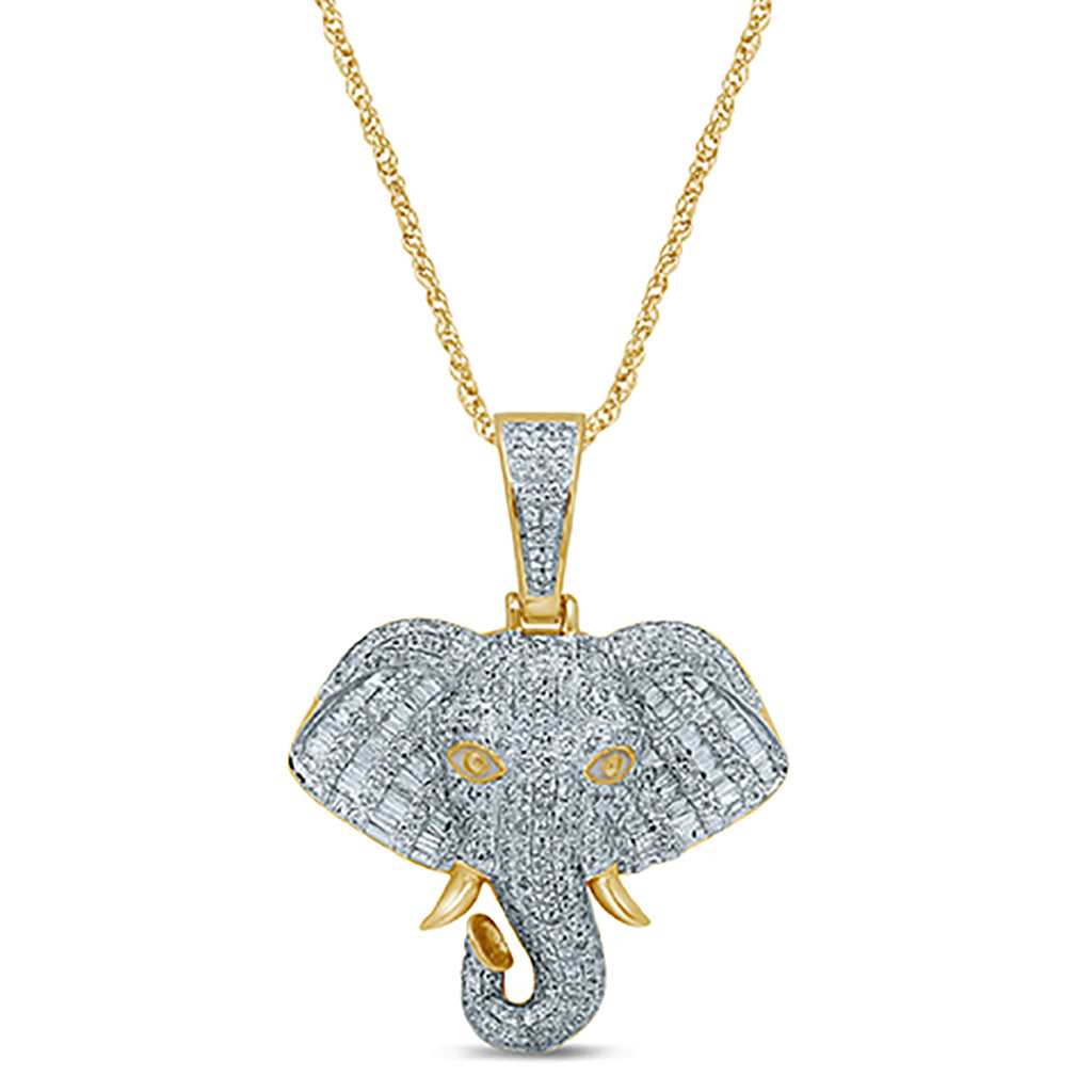 Gold diamond sale elephant necklace