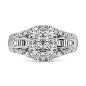 Diamond Engagement Ring Princess Cut 10K White Gold