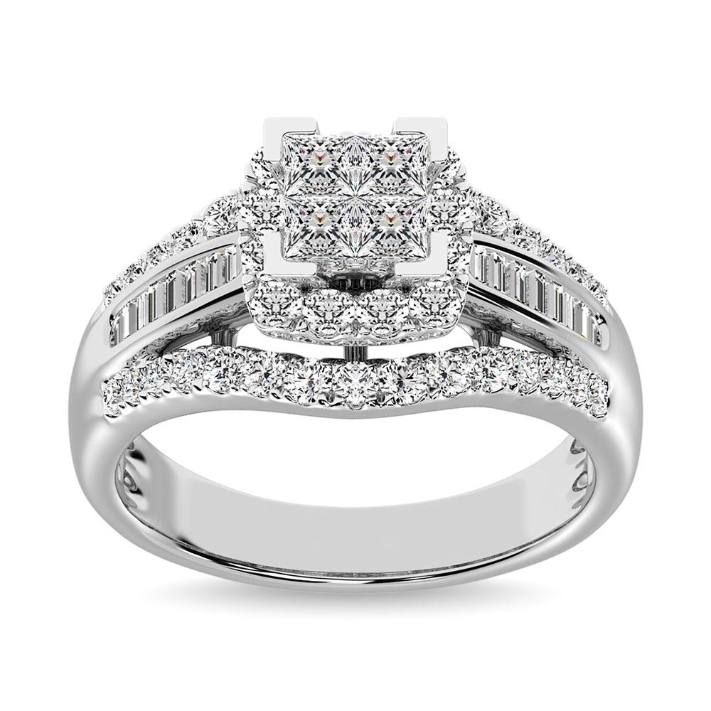 Diamond Engagement Ring Princess Cut 10K White Gold