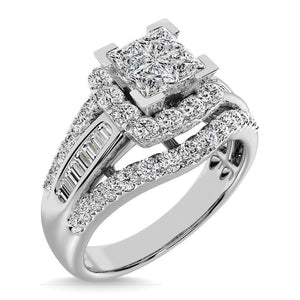 Diamond Engagement Ring Princess Cut 10K White Gold