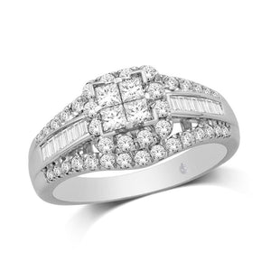 Diamond Engagement Ring Princess Cut 10K White Gold