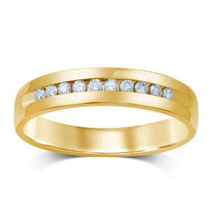 Diamond Men's Band Round Cut 0.25 Carats 14KT Yellow Gold