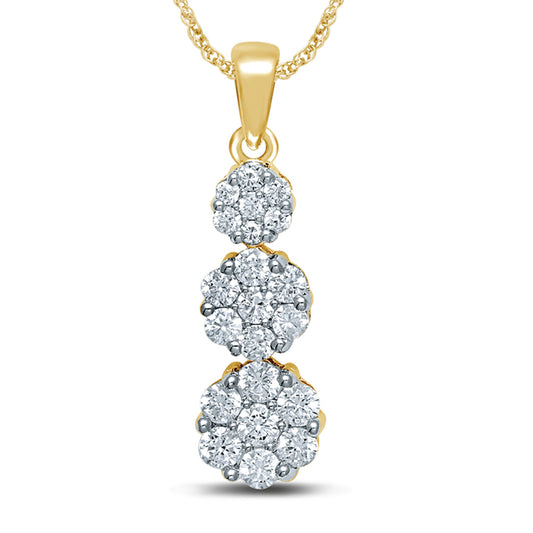 Diamond Flower Pendant - 0.25 Carats in 14KT Gold with Chain