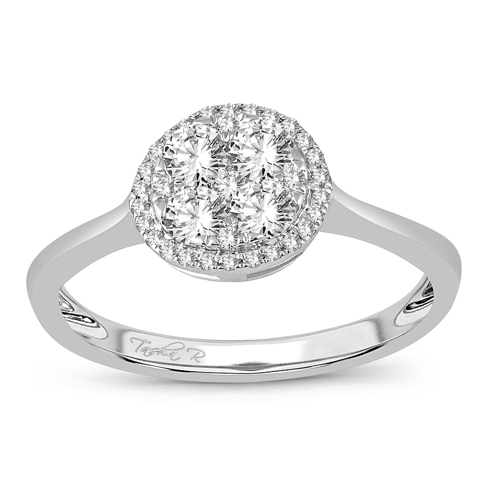 Diamond Promise Ring Round Cut 0.48 Carats 14KT Gold