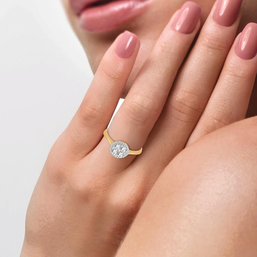 Diamond Promise Ring Round Cut 0.48 Carats 14KT Gold