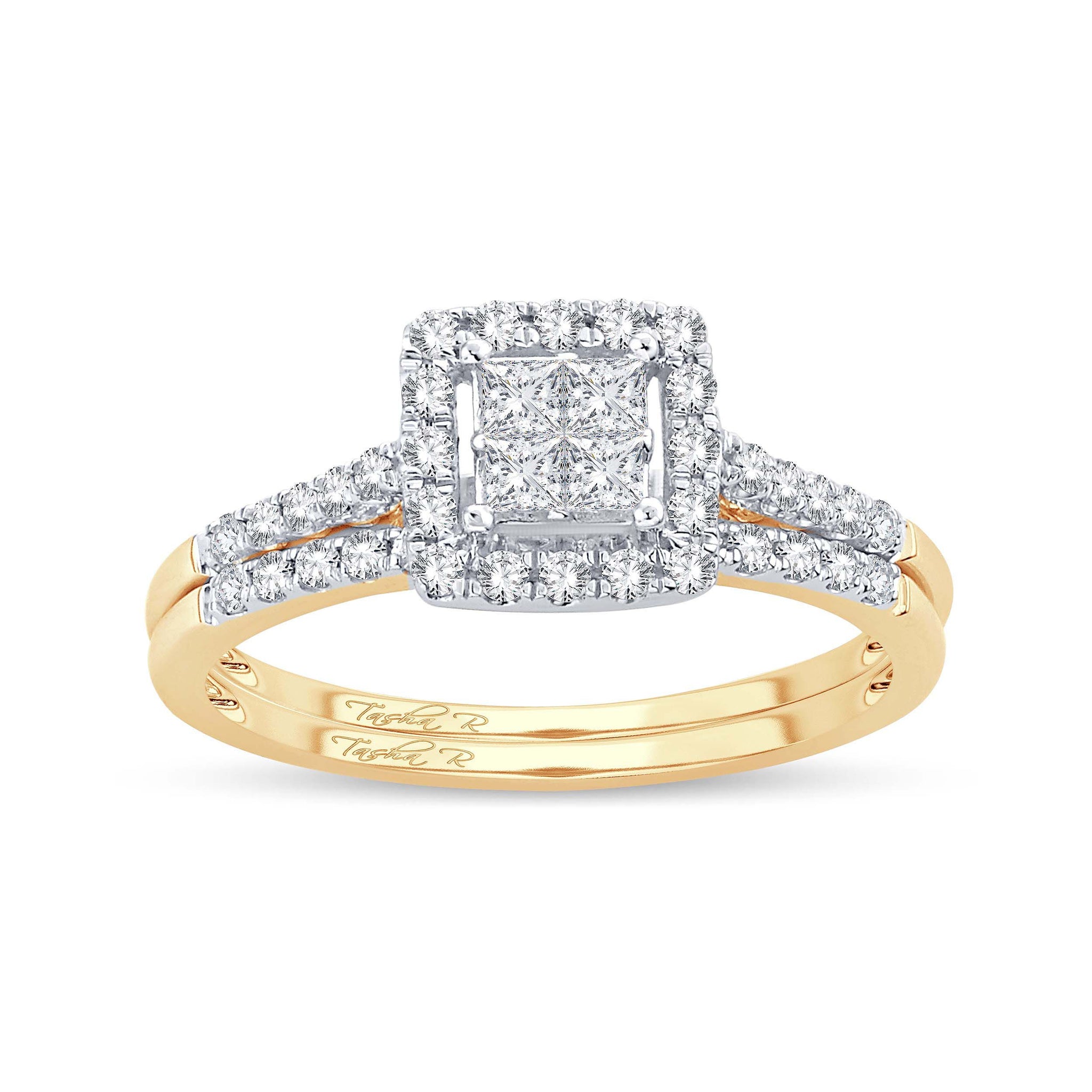 Diamond Ring Princess Cut 1.25 Carats 14KT Yellow Gold