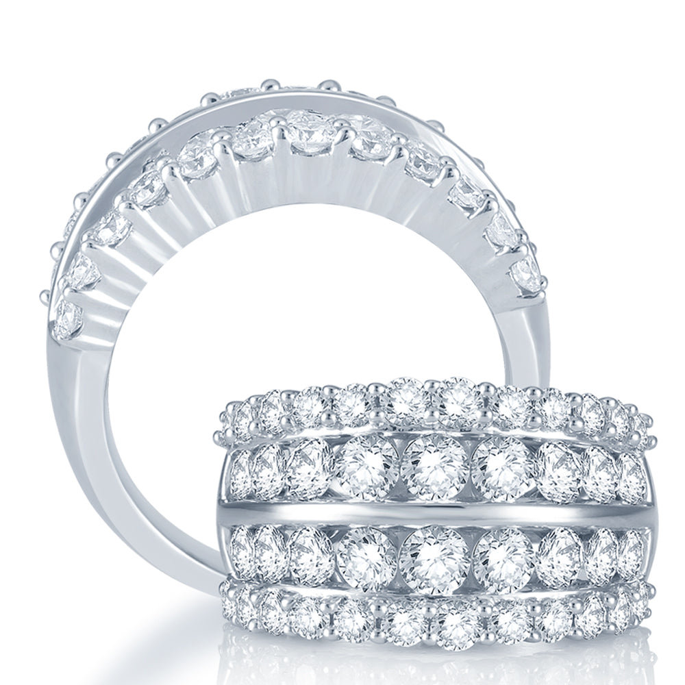Diamond Fashion Ring Round Cut 3.00 Carats 14KT White Gold