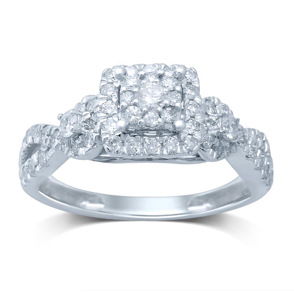 Princess Cut Diamond Engagement Ring with Infinity Band - 0.75 Carats in 14KT White Gold