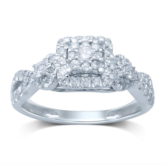 Princess Cut Diamond Engagement Ring with Infinity Band - 0.75 Carats in 14KT White Gold