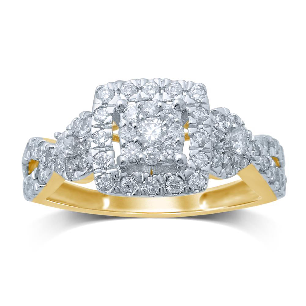 Diamond Princess Engagement Ring Princess Cut 1.00 Carats 14KT Yellow Gold