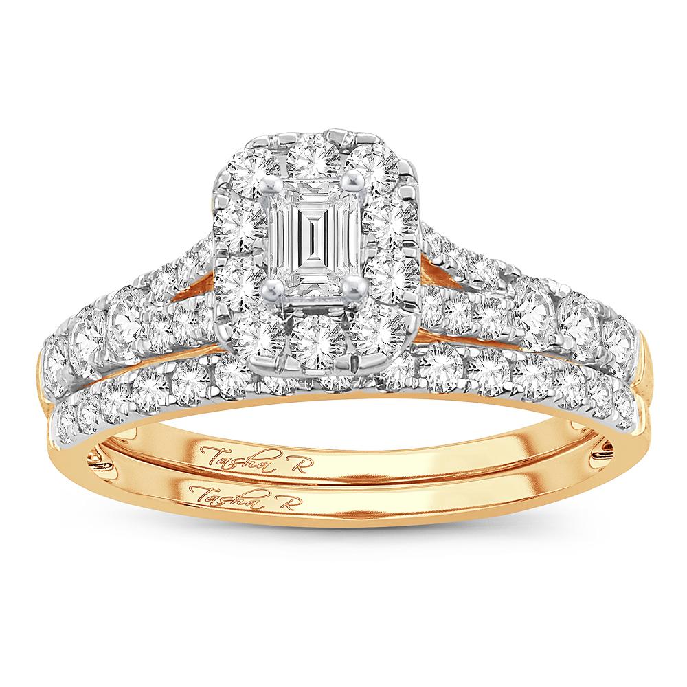 Diamond Engagement Ring with Band 1.00 Carats 14KT Gold
