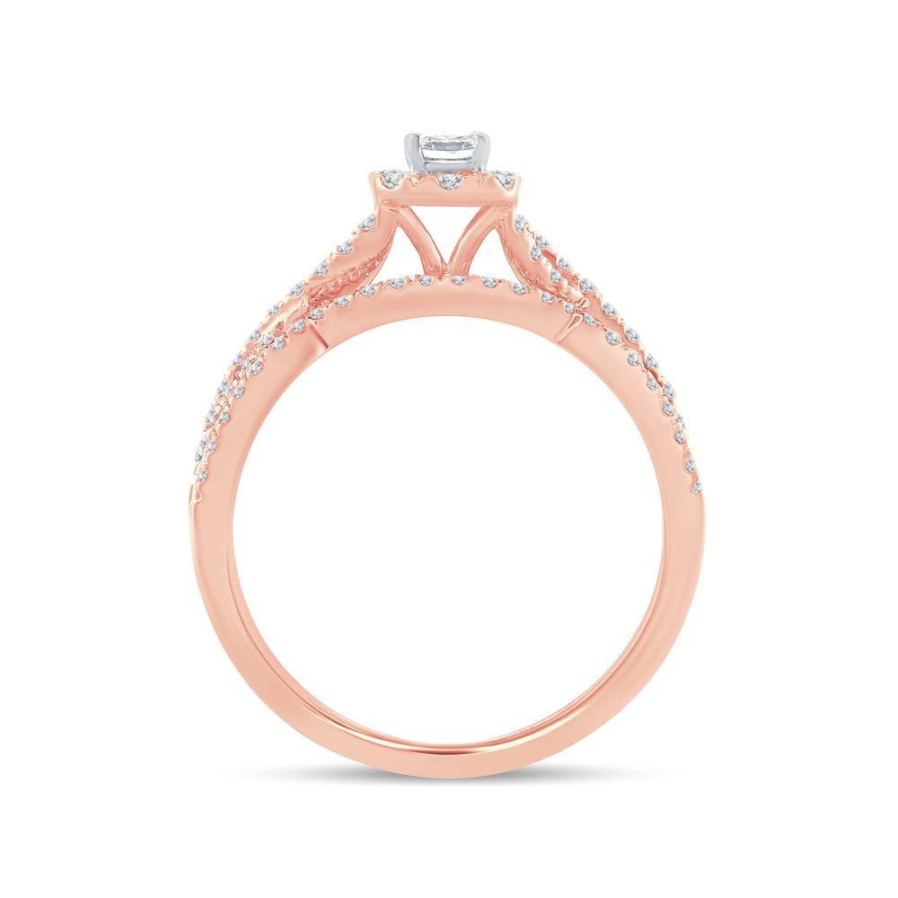 Diamond Engagement Ring with Band 0.74 Carats 14KT Rose Gold