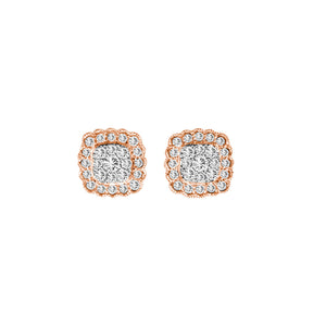 Diamond Stud Earrings Cushion Cut 0.50 Carats 14KT Rose Gold