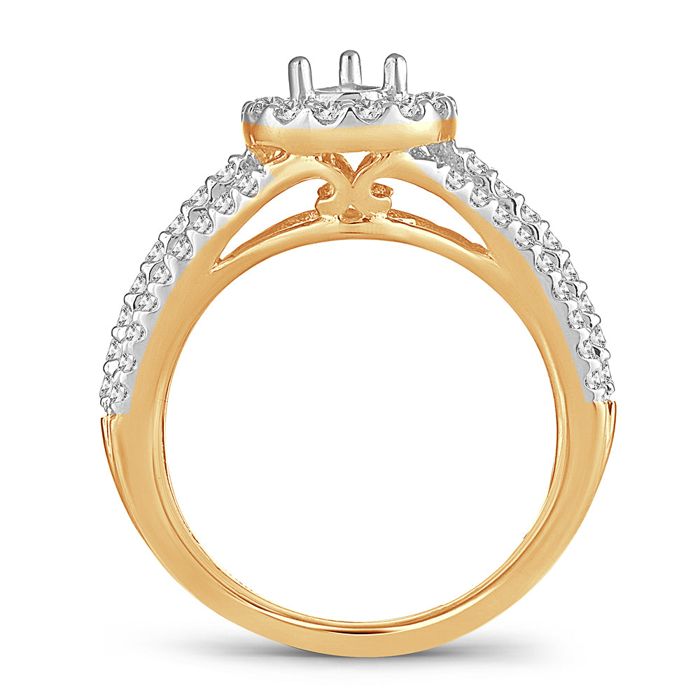 Pear Cut Diamond Semi Mount Engagement Ring - 0.75 Carats in 14KT Yellow Gold