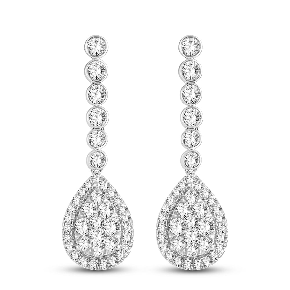 Diamond Drop Earrings 3.01 Carats 14KT Gold