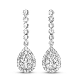 Diamond Drop Earrings 3.01 Carats 14KT Gold