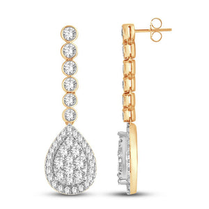 Diamond Drop Earrings 3.01 Carats 14KT Gold