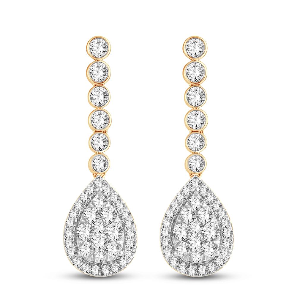 Diamond Drop Earrings 3.01 Carats 14KT Gold