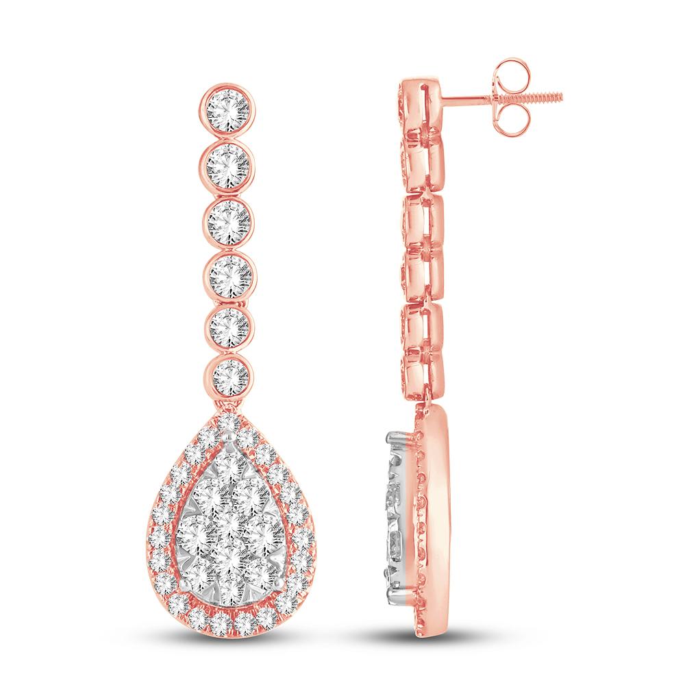 Diamond Drop Earrings 3.01 Carats 14KT Gold