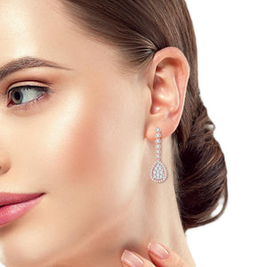 Diamond Drop Earrings 3.01 Carats 14KT Gold