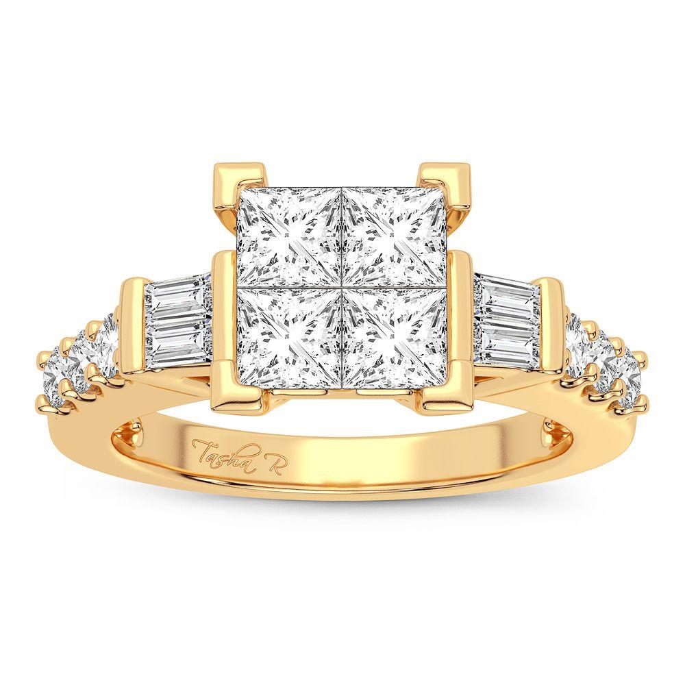 Diamond Engagement Ring Princess with Round & Baguette Cut 0.1.25 Carats 14KT Gold