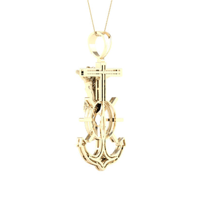 Diamond Jesus on Cross Pendant - 0.50 Carats in 10KT Gold with Chain