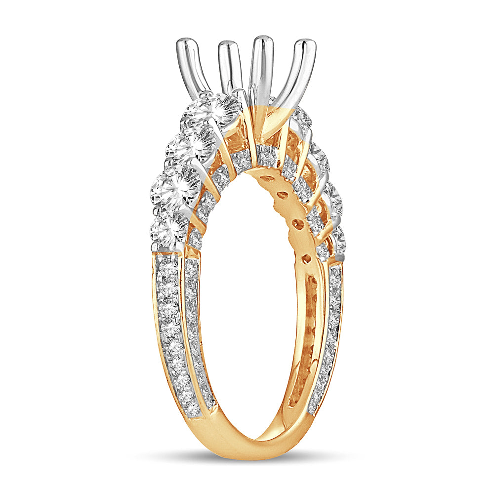 Diamond Semi Mount Engagement Ring Round Cut 1.53 Carats 14KT White Gold