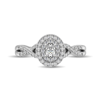 Diamond Engagement Ring with Matching Band - 0.52 Carats in 14KT White Gold