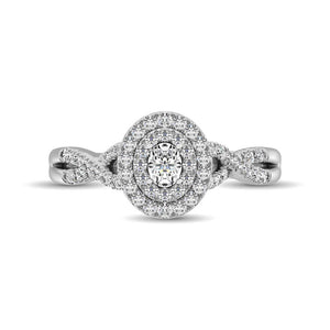 Diamond Engagement Ring with Band 0.51 Carats 14KT White Gold