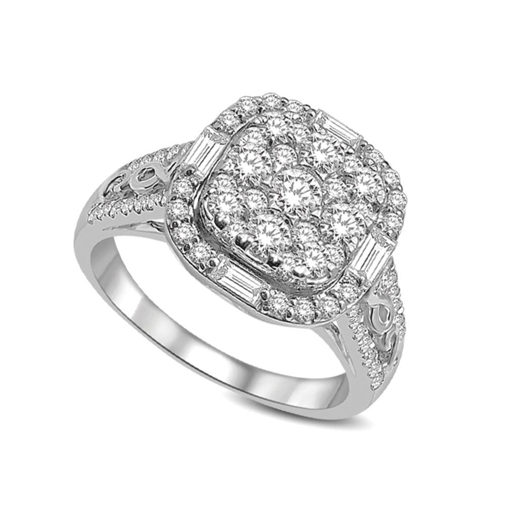 Diamond Fashion Ring Cushion Cut 1.50 Carats 14KT White Gold