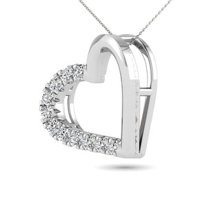 Diamond Heart Pendant Round Cut 0.10 Carats 10KT Gold with Chain
