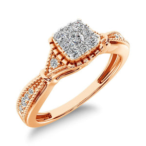 Diamond Cluster Engagement Ring Cushion Cut 0.20 Carats 10KT Gold