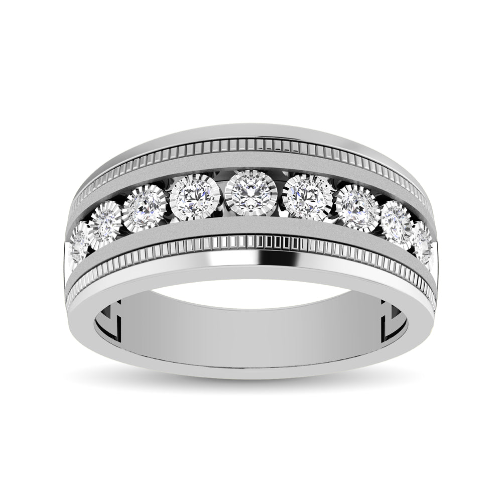 Diamond Men's Illusion Band Round Cut 0.50 Carats 10KT White Gold