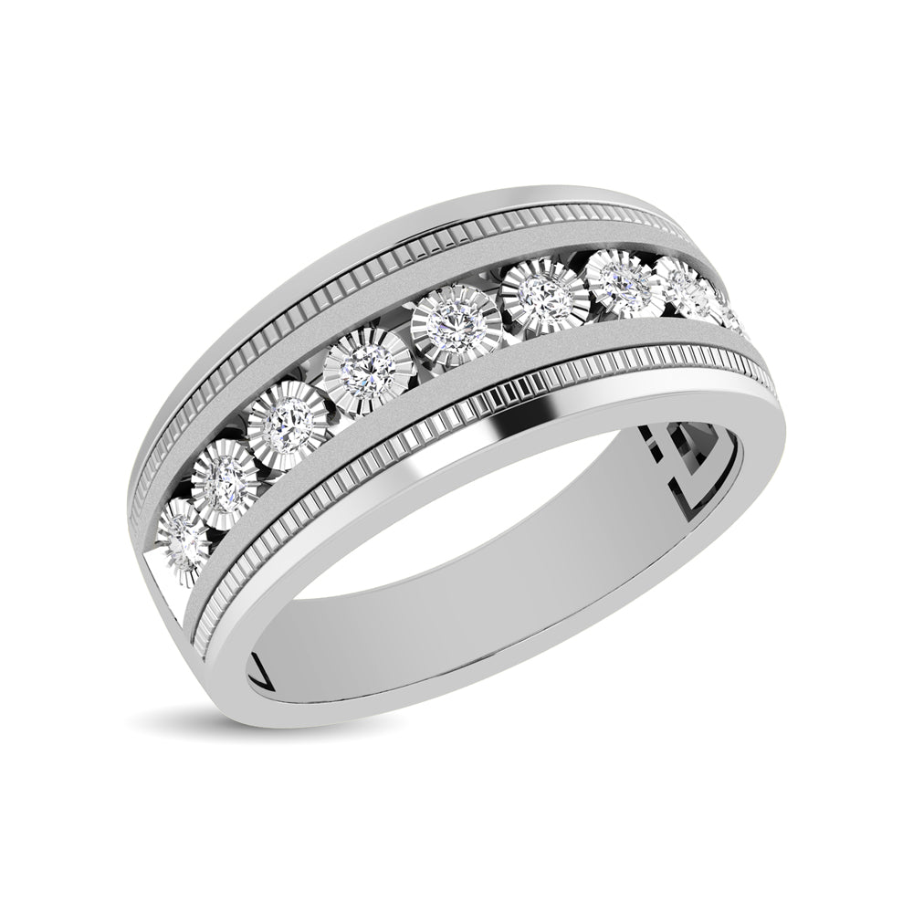 Diamond Men's Illusion Band Round Cut 0.50 Carats 10KT White Gold