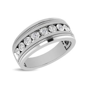 Diamond Men's Illusion Band Round Cut 0.50 Carats 10KT White Gold