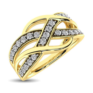 Diamond Criss Cross Cocktail Ring Round Cut 0.08 Carats 10KT Gold