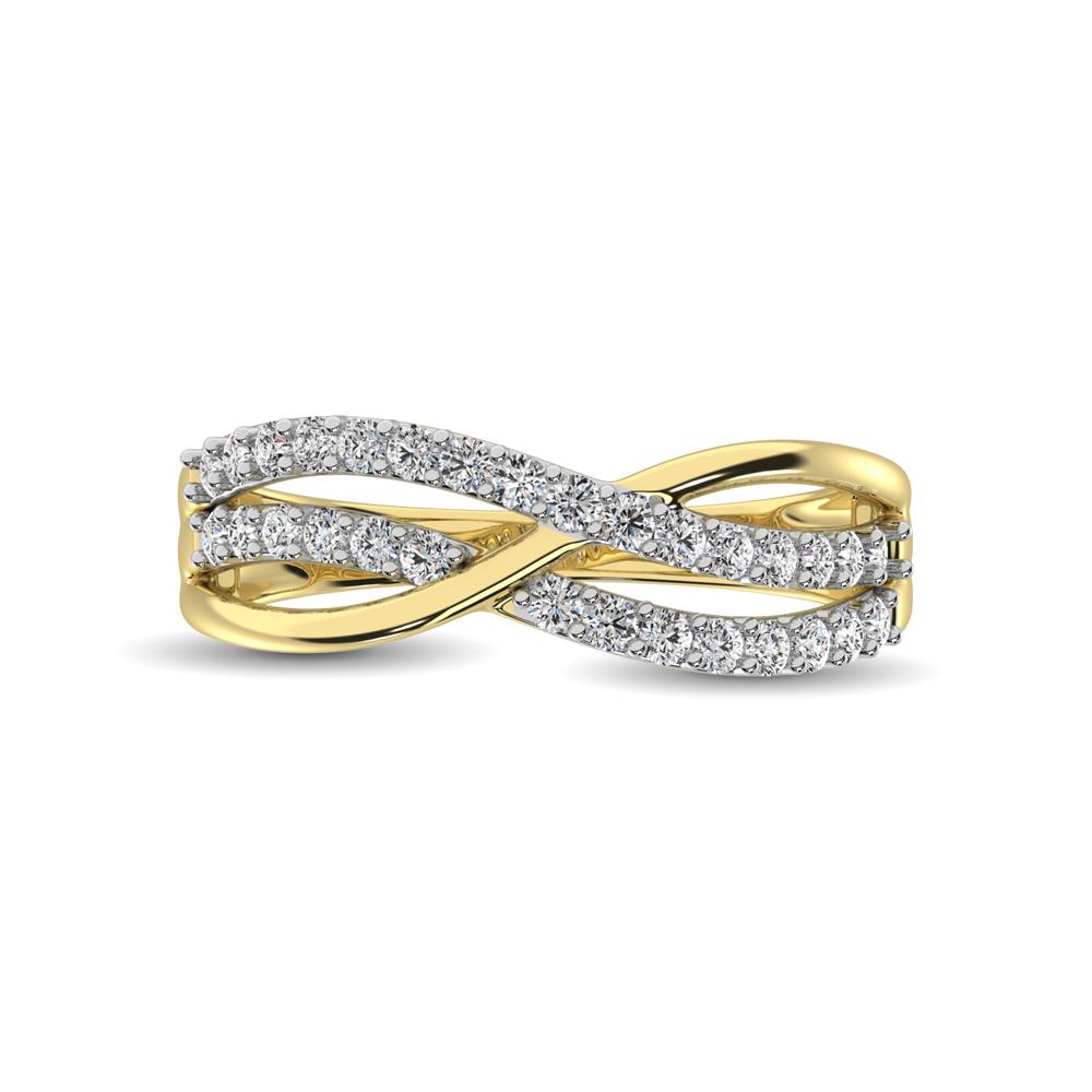 Diamond Criss Cross Cocktail Ring 0.10 Carats 10KT Gold