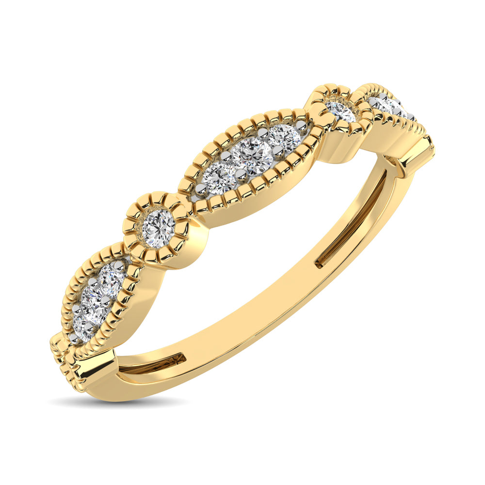 Diamond Frame Stackable Band Round Cut 0.20 Carats 14KT Gold