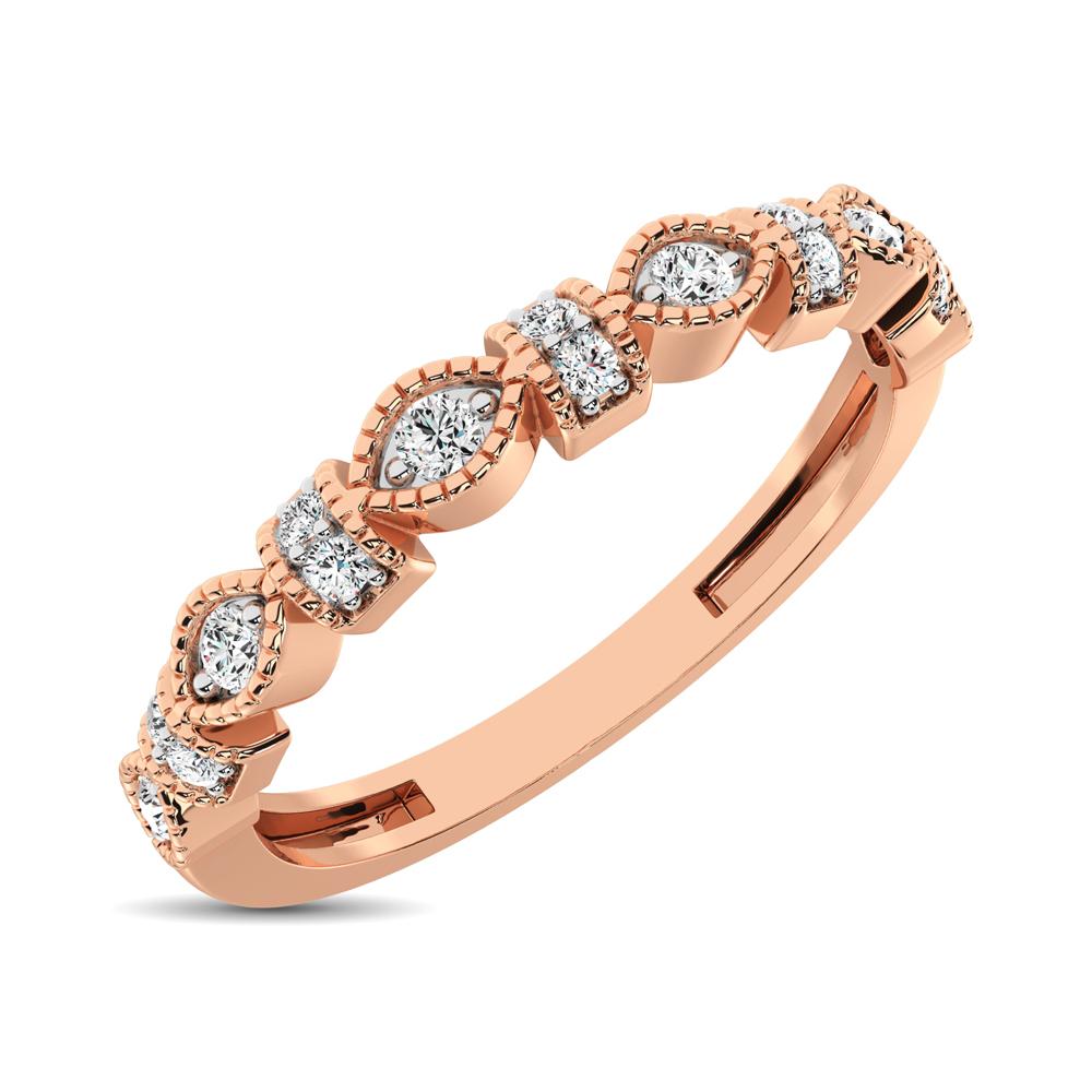 Diamond Marquise Frame Stackable Band Round Cut 0.14 Carats 14KT Gold