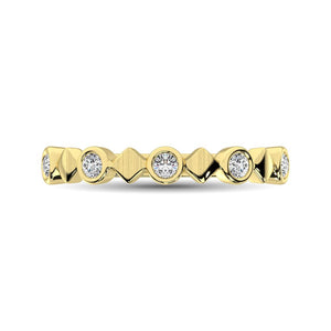 Diamond Bezel Set Stackable Band Round Cut 0.16 Carats 14KT Gold