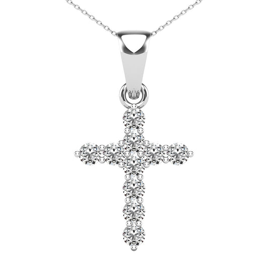 Diamond Cross Pendant with Matching Chain - 0.15 Carats in 10KT Gold