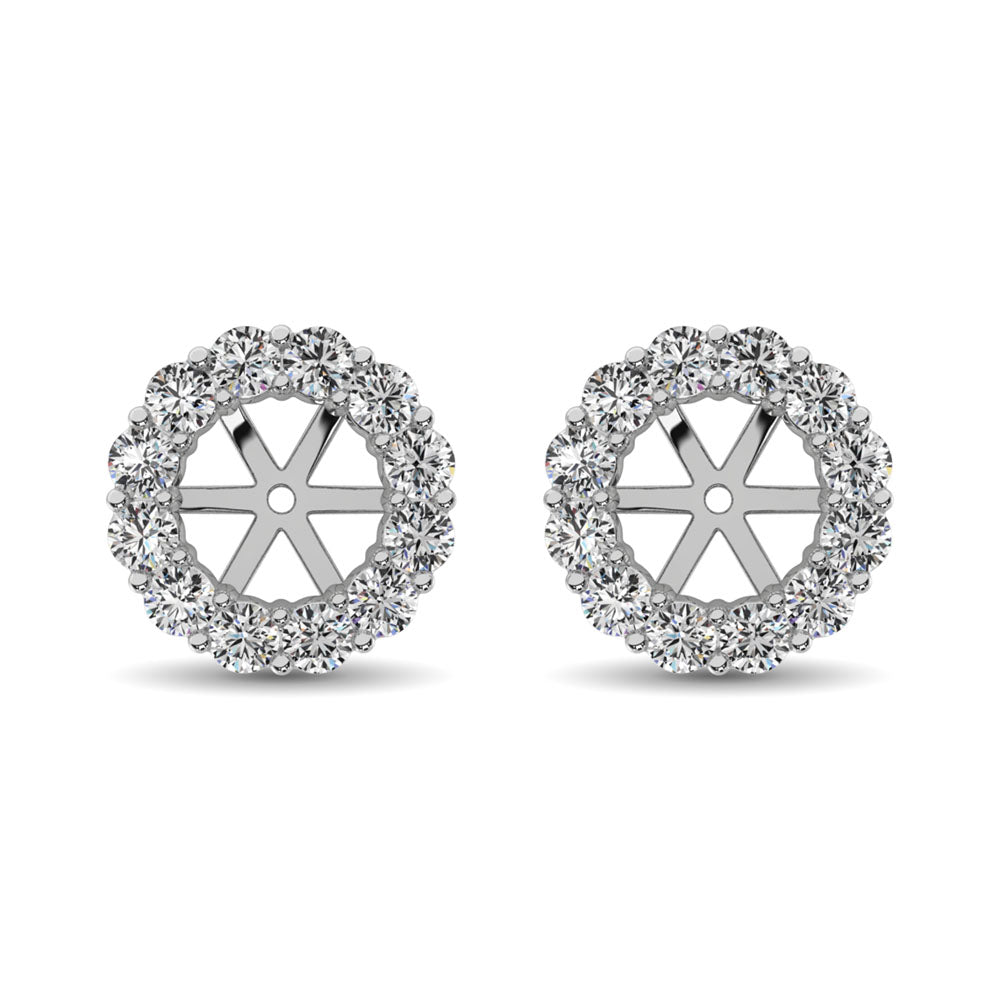 Diamond Earring Jackets Round Cut 0.65 Carats 14KT White Gold