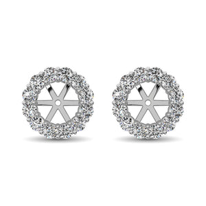 Diamond Earring Jackets Round Cut 0.65 Carats 14KT White Gold