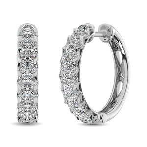 Diamond Hoops Inside Out Round Cut 10KT White Gold