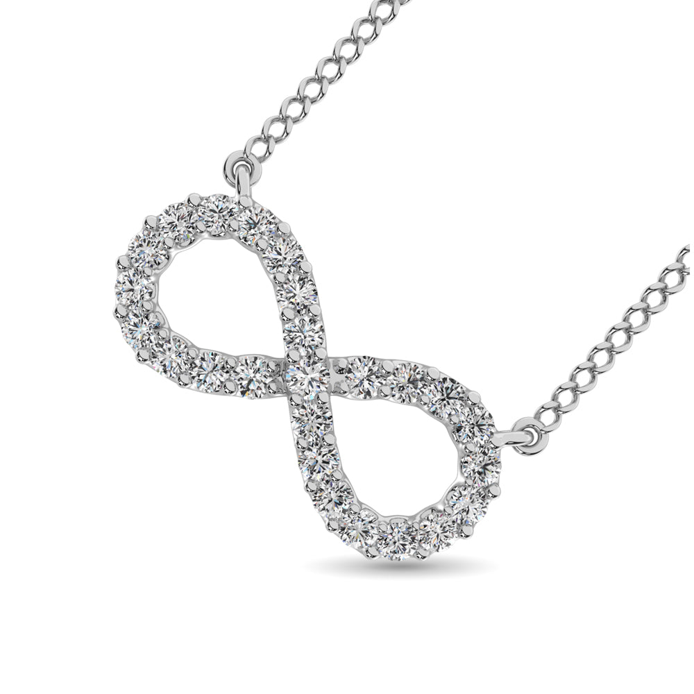 Diamond Infinity Pendant Round Cut 0.50 Carats 10KT Gold with Chain
